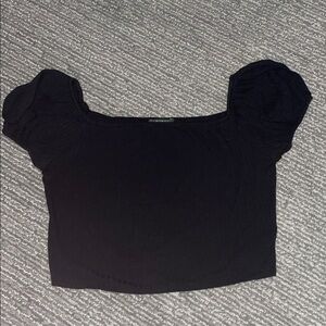 Black Puff Sleeve Crop Top